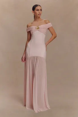 Kellie Off Shoulder Crepe Maxi Dress - Black
