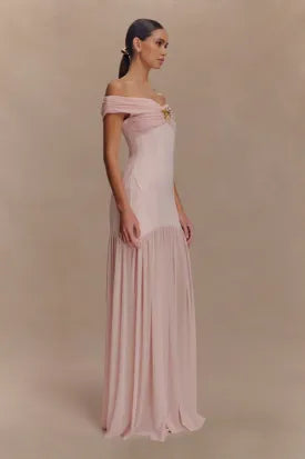 Kellie Off Shoulder Crepe Maxi Dress - Black